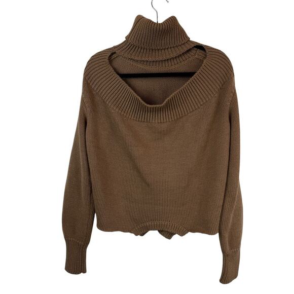 MONSE Upside Down Oversized Cutout Merino Wool Turtleneck Sweater Italy Taupe XS - Picture 8 of 8